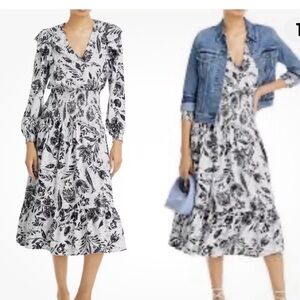 Aqua Floral Linen Blend Midi Dress- Size XL- Blue- NWT